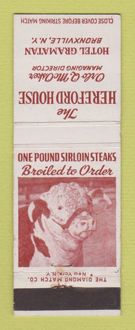 Matchbook Cover - Hereford House Bronxville NY Hotel Gramatan WEAR