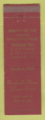 Matchbook Cover - Rockville Plaza Motor Hotel Rockville MD WEAR