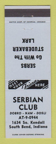 Matchbook Cover - Serbian Club South Bend IN Studebaker Lark