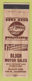 Matchbook Cover - Bligh Motor Sales Used Cars
