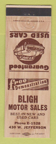Matchbook Cover - Bligh Motor Sales Used Cars