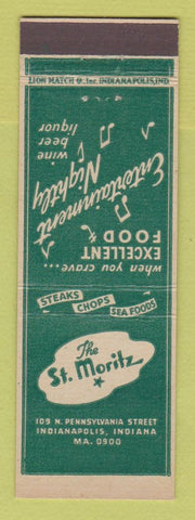 Matchbook Cover - St Moritz Restaurant Indianapolis IN