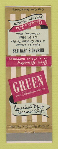 Matchbook Cover - Gruen Watches Richard's Jewelry Columbus OH
