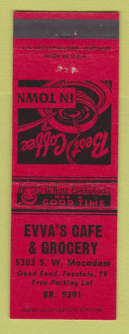 Matchbook Cover - Evva's Cafe Grocery Store Portland OR