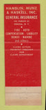 Matchbook Cover - Hamblin Munz Haskell Insurance Oneida NY