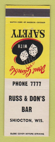 Matchbook Cover - Russ and Don's Bar Shiocton WI