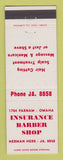 Matchbook Cover - Insurance Barber Shop Omaha NE