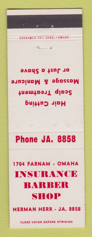 Matchbook Cover - Insurance Barber Shop Omaha NE
