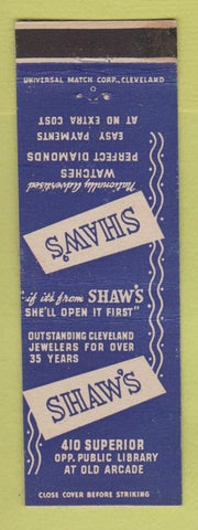 Matchbook Cover - Shaw's Jewelry Cleveland OH MISCUT