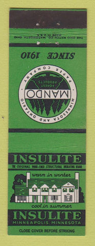 Matchbook Cover - Insulite Insulation Mando Paper Minneapolis MN