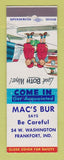 Matchbook Cover - Mac's Bur Frankfort IN