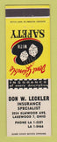 Matchbook Cover - Don Leckler Insurance Lakewood OH