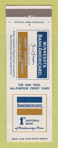 Matchbook Cover BankAmericard Credit Card 1st National Bank Breckenridge MN WEAR