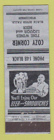 Matchbook Cover - Cozy Corner Black River Falls WI ADVANCE