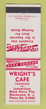 Matchbook Cover - Wright's Cafe Blackwood NJ