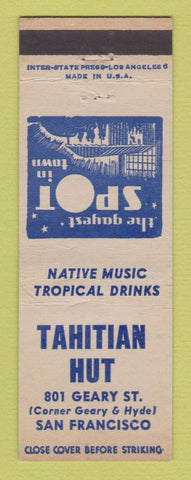 Matchbook Cover - Tahitian Hut San Francisco CA Tropical
