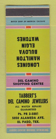 Matchbook Cover - Tabbert's Del Camino Jewelry El Paso TX Elgin Watches