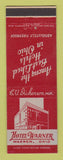 Matchbook Cover - Hotel Warner Warren OH