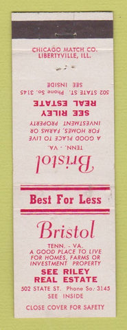 Matchbook Cover - Bristol TN Riley Real Estate VA