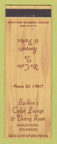 Matchbook Cover - Bucklen's Cedar Lounge Dining Room Englewood Colorado