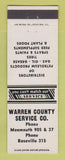 Matchbook Cover - Warren County Service oil gas Monmouth Roseville IL