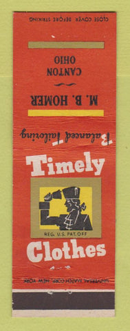 Matchbook Cover - Timely Men's Clothes MB Homer Canton OH