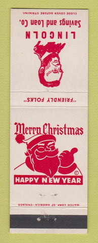 Matchbook Cover - Lincoln Savings and Loan Cleveland OH Abraham Christmas