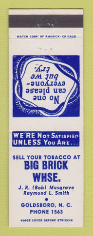 Matchbook Cover - Big Brick Warehouse Tobacco Goldsboro NC