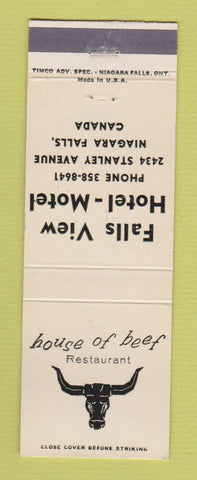 Matchbook Cover - Falls View Hotel Motel House of Beef Niagara Falls ON