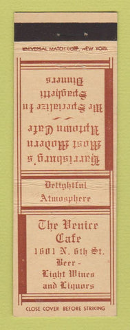 Matchbook Cover - Venice Cafe Harrisburg PA