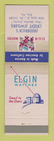 Matchbook Cover - Elgin Watches Frederick's Jewelry Erie PA