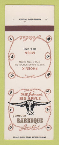 Matchbook Cover - Bill Johnson's Big Apple BBQ Phoenix Mesa AZ SAMPLE