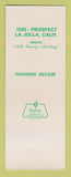 Matchbook Cover - Restaurant Blue Parrot Papa's Bar La Jolla CA SAMPLE
