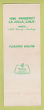 Matchbook Cover - Restaurant Blue Parrot Papa's Bar La Jolla CA SAMPLE