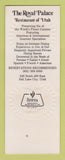 Matchbook Cover - Royal Palace Restaurant Salt Lake City UT SAMPLE