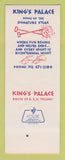Matchbook Cover - King's Palace Lisle IL 1976 SAMPLE