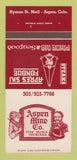 Matchbook Cover Aspen Mug Company Apres Ski Fondue Aspen Colorado 30 Strk SAMPLE