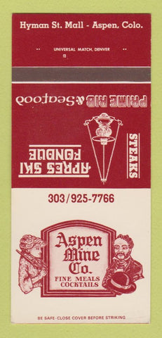 Matchbook Cover Aspen Mug Company Apres Ski Fondue Aspen Colorado 30 Strk SAMPLE