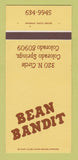 Matchbook Cover - Bean Bandit Colorado Springs 30 Strk SAMPLE