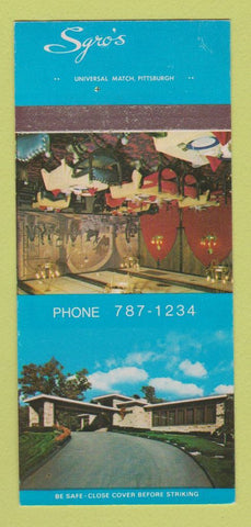 Matchbook Cover - Sgro's Restaurant Pittsburgh PA 30 Strk SAMPLE