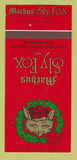 Matchbook Cover - Machus Sly Fox Birmingham MI Christmas 30 Strk SAMPLE