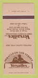 Matchbook Cover - Versailles Miami Beach FL 30 Strk SAMPLE