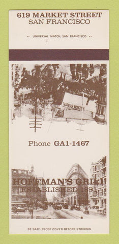 Matchbook Cover - Hoffman's Grill San Francisco CA 30 Strk SAMPLE