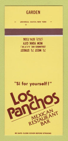 Matchbook Cover - Los Panchos Mexican Restaurant New York City 30 Strk SAMPLE