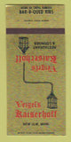Matchbook Cover - Veigel's Kaiserhoff Restaurant BBQ New Ulm MN 30 Strk SAMPLE