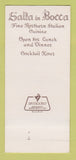 Matchbook Cover - Salla in Bocca Restaurant New York City 30 Strk SAMPLE