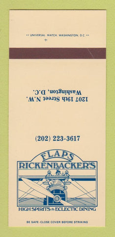 Matchbook Cover - Flaps Rickenbacker's Restaurant Washington DC 30 Strk SAMPLE