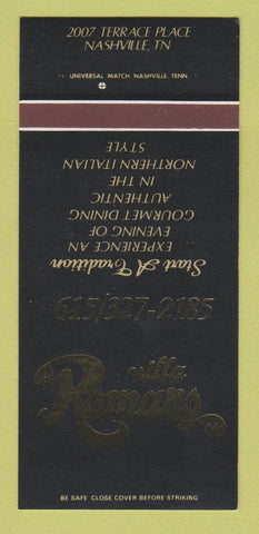 Matchbook Cover - Villa Romano Nashville TN Italian 30 Strk SAMPLE