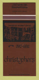 Matchbook Cover - Christopher's Restaurant Beaumont TX 30 Strk SAMPLE
