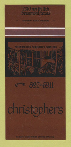 Matchbook Cover - Christopher's Restaurant Beaumont TX 30 Strk SAMPLE
